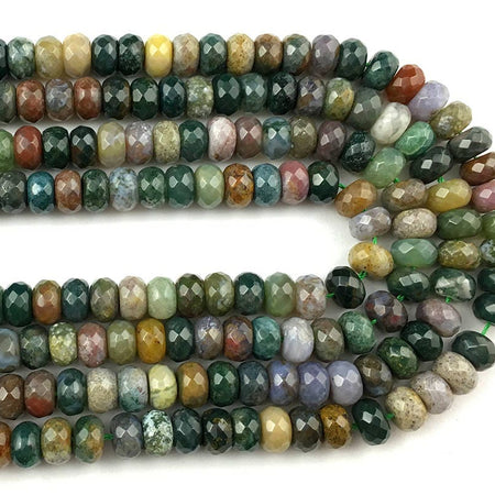 Perles à facettes en agate indienne 5 x 8 mm, 38 cm