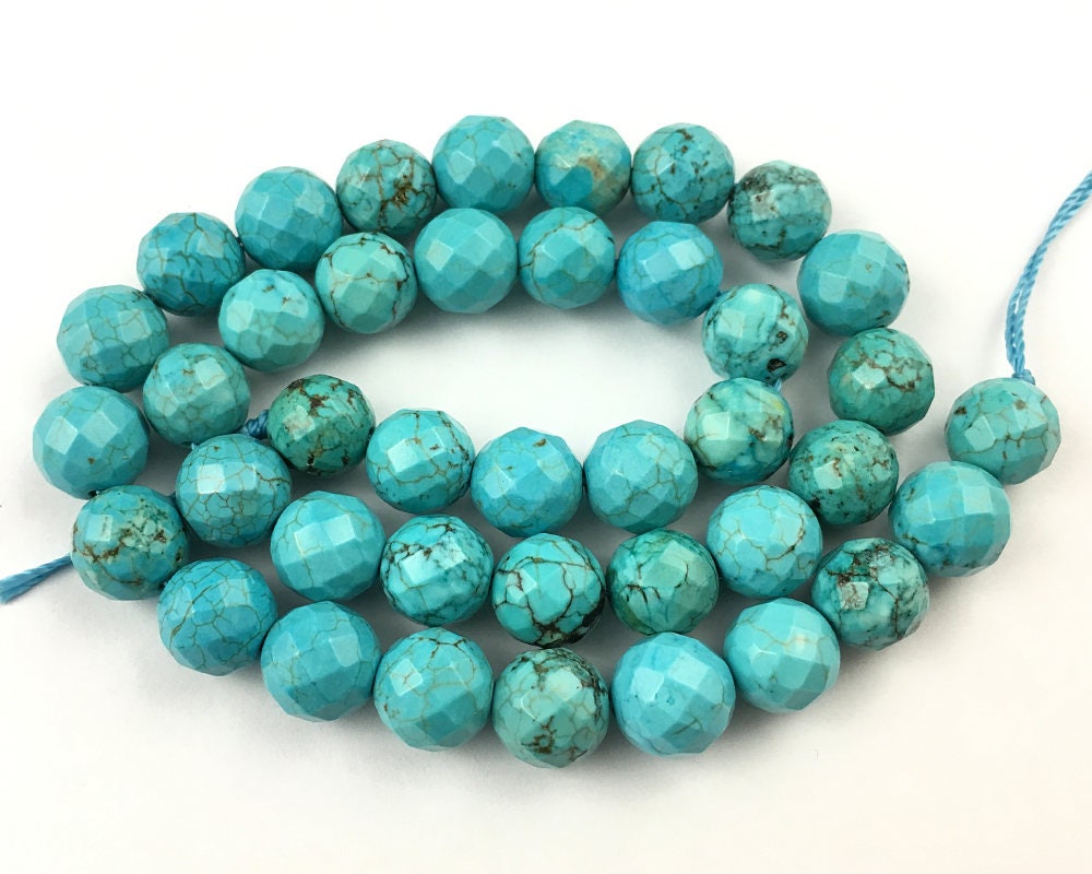 Blue Howlite Faceted Beads 4mm 6mm 8mm 10mm 12mm 15''