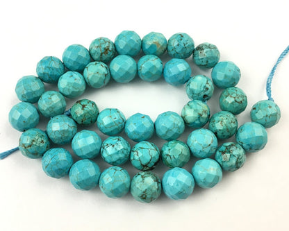 Blue Howlite Faceted Beads 4mm 6mm 8mm 10mm 12mm 15''