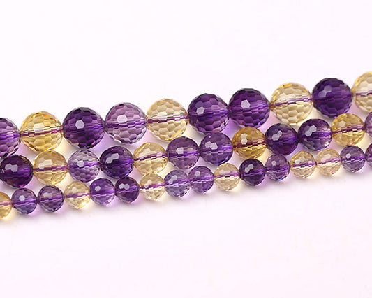 Amethyst Citrine Faceted Beads Gemstone Beads 6mm 8mm 10mm 15''