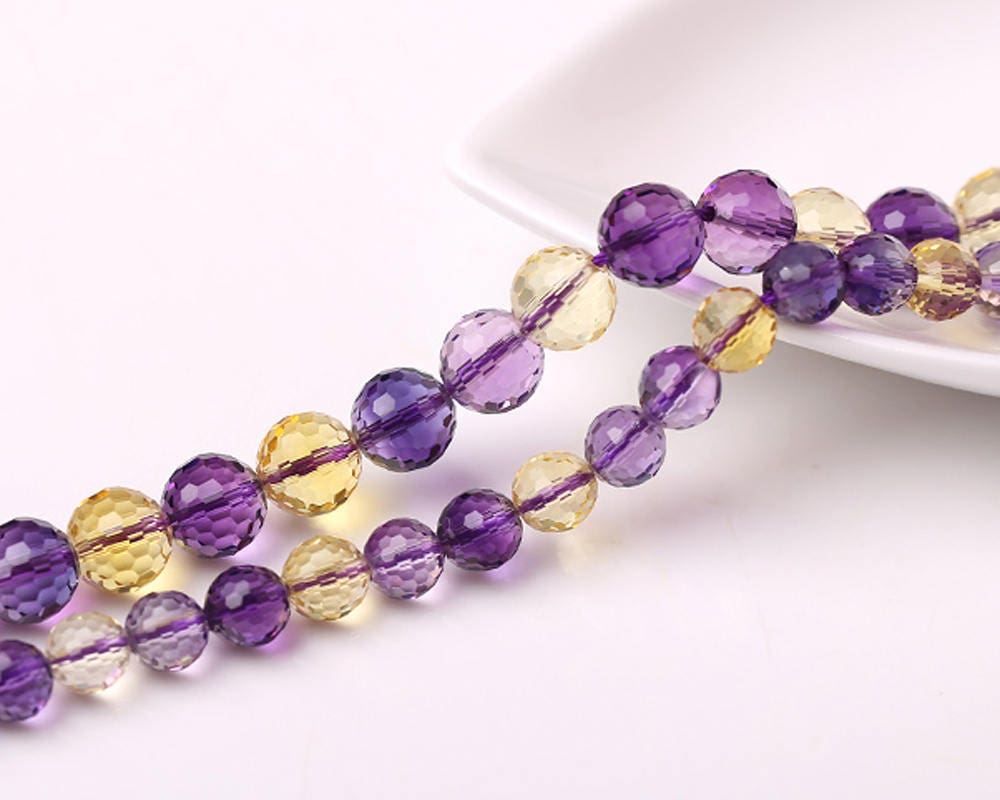 Amethyst Citrine Faceted Beads Gemstone Beads 6mm 8mm 10mm 15''