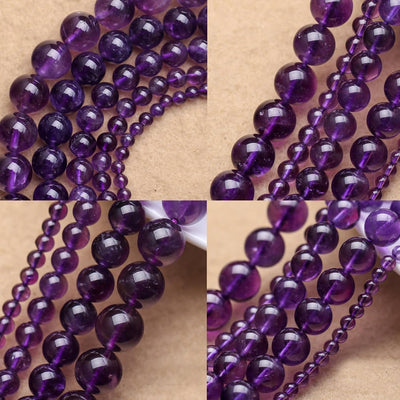 A Amethyst Beads Natural Gemstone Beads 4mm 6mm 8mm 10mm 12mm 15''
