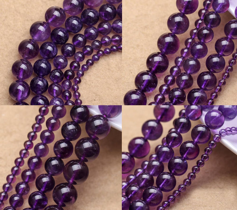 A Amethyst Beads Natural Gemstone Beads 4mm 6mm 8mm 10mm 12mm 15''