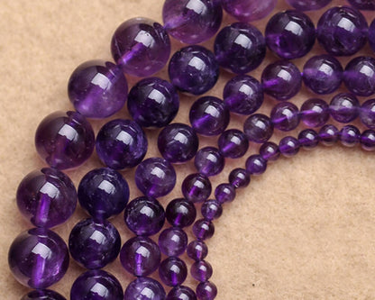A Amethyst Beads Natural Gemstone Beads 4mm 6mm 8mm 10mm 12mm 15''