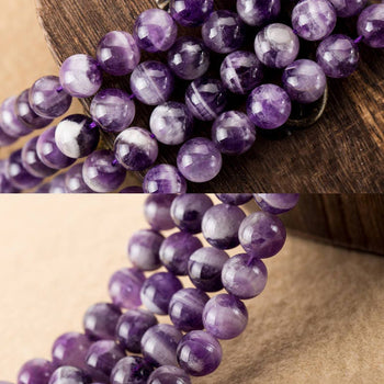 Purple White Amethyst 6mm 8mm 10mm 12mm 15''
