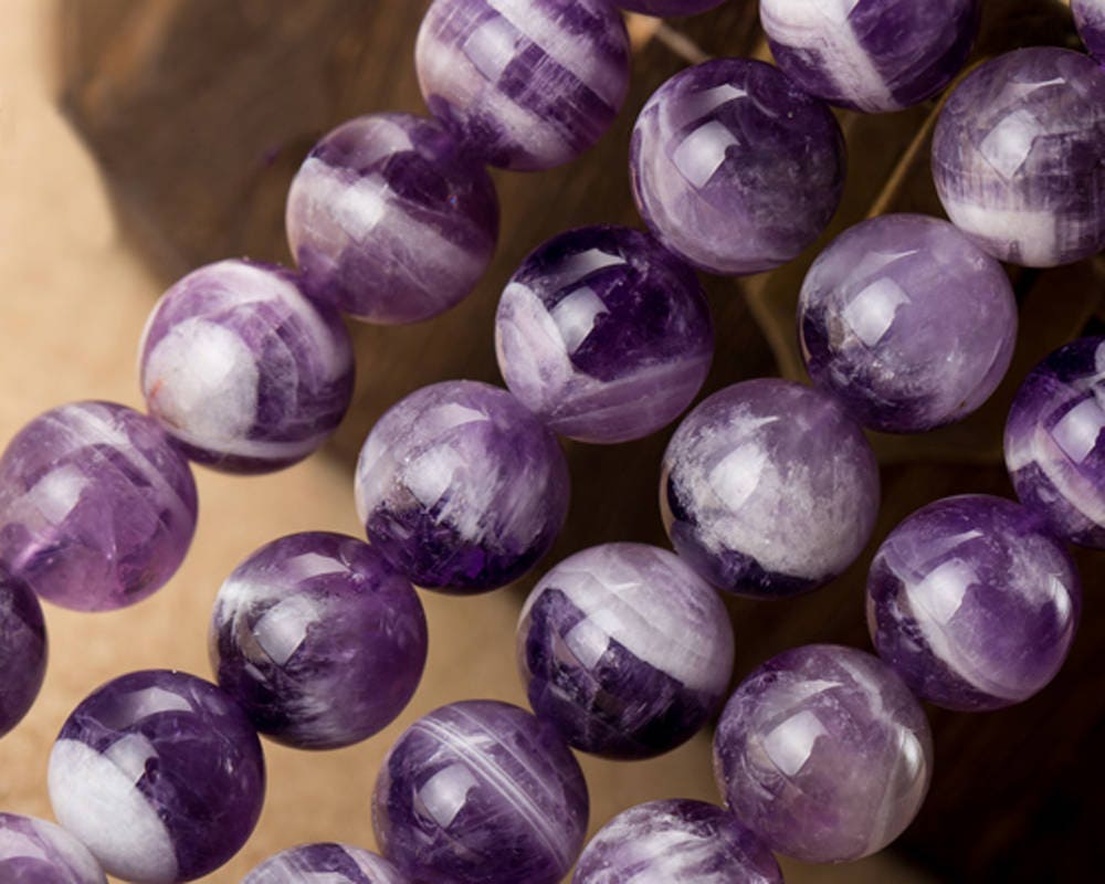 Purple White Amethyst Natural Gemstone Beads 6mm 8mm 10mm 12mm 15''