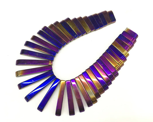 Purple Gold Hematite Stick Pendant 11-30mm