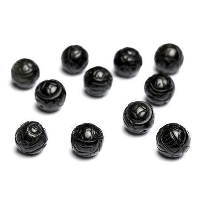 Sort obsidian , naturlig udskåret obsidian ædelsten , rund til smykkefremstilling 10 mm 12 mm 14 mm 16 mm 1 stk