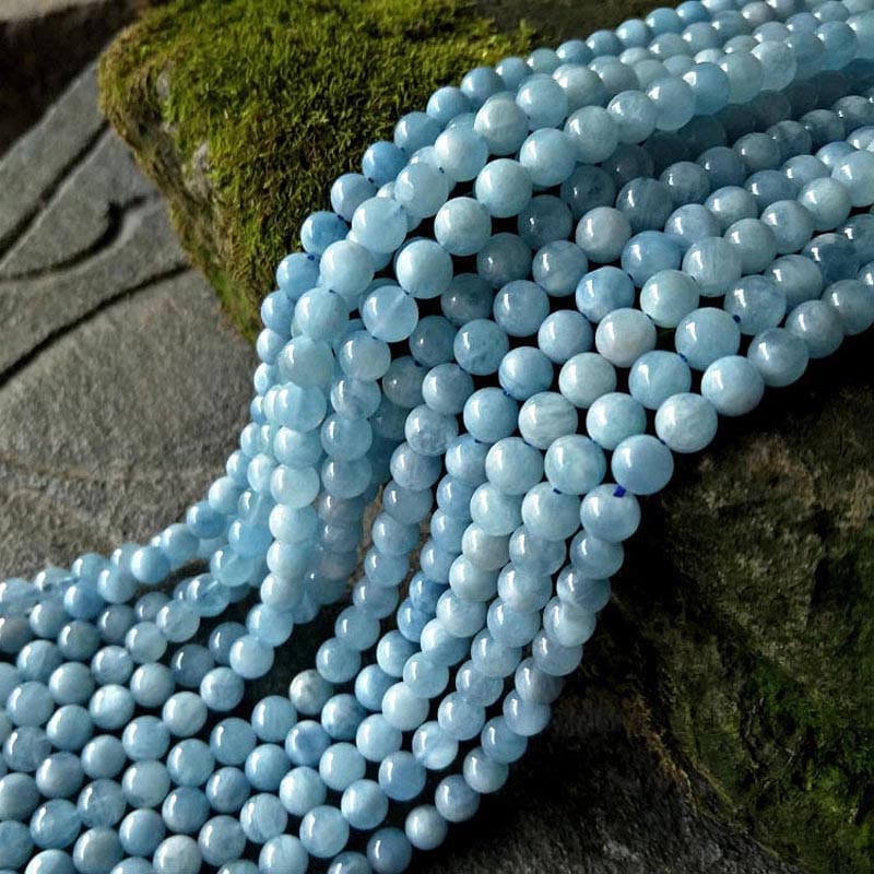 A+, Aquamarine perler 6 mm 8 mm 10 mm 12 mm 15''