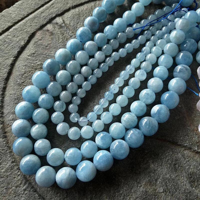 A+, Aquamarine perler 6 mm 8 mm 10 mm 12 mm 15''