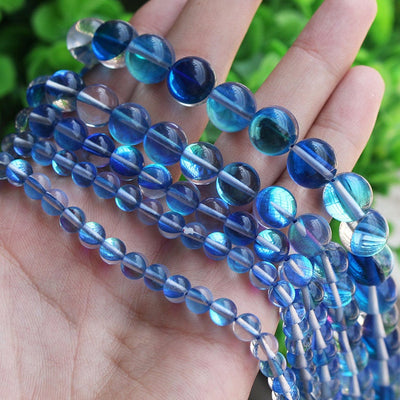 Blue Glass Beads 6mm 8mm 10mm 12mm 15''
