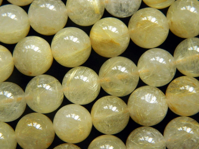 Gold Rutilated Quartz Beads 6mm 8mm 10mm 15''