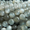 Perles de pierre de lune grise véritable 6 mm 8 mm 10 mm 15''