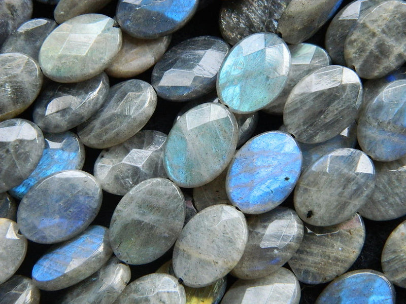 Perles ovales à facettes en labradorite 10x14mm 12x16mm 13x18mm 15''