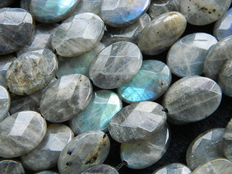 Perles ovales à facettes en labradorite 10x14mm 12x16mm 13x18mm 15''