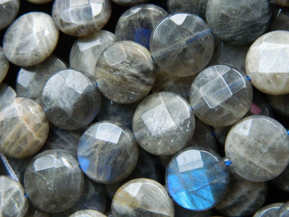 Labradorite Coin Faceted Beads 10mm 12mm 14mm 15''