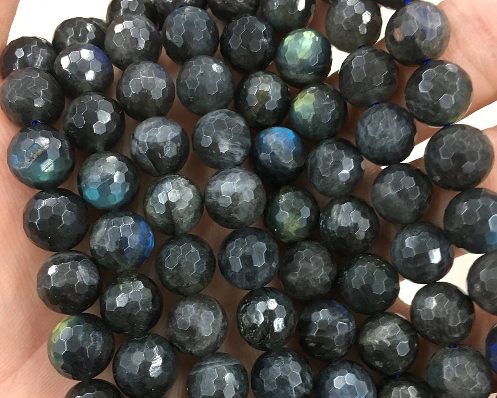 Dark Labradorite Faceted Beads 6mm 8mm 10mm 15''