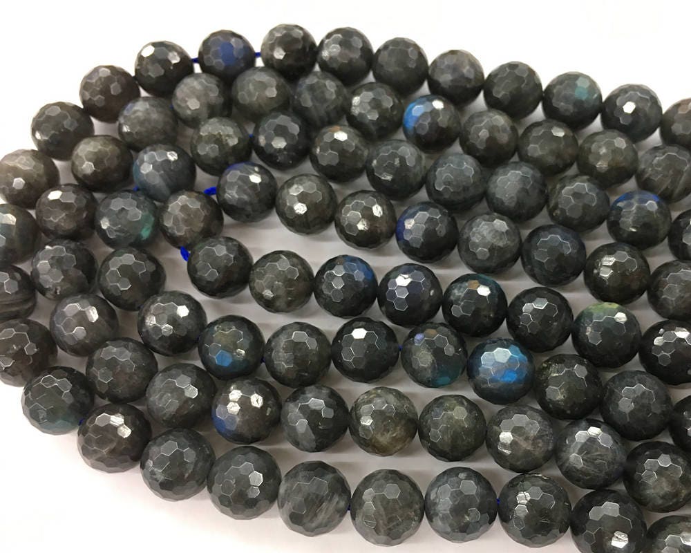 Dark Labradorite Faceted Beads 6mm 8mm 10mm 15''