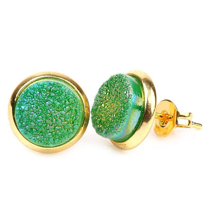 Gold Druzy Earrings 6mm 8mm 2pcs