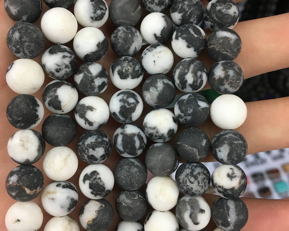 Black White Zebra Jasper Matte Beads 4mm 6mm 8mm 10mm 12mm 15''