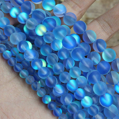 Blue Glass Matte Beads 6mm 8mm 10mm 12mm 15''