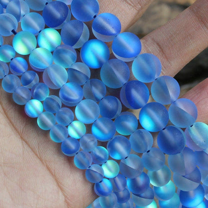 Blue Glass Matte Beads 6mm 8mm 10mm 12mm 15''