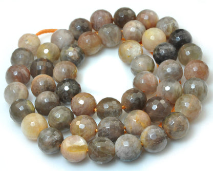 Gray Sunstone Faceted Beads  6mm 8mm 10mm 12mm 15''