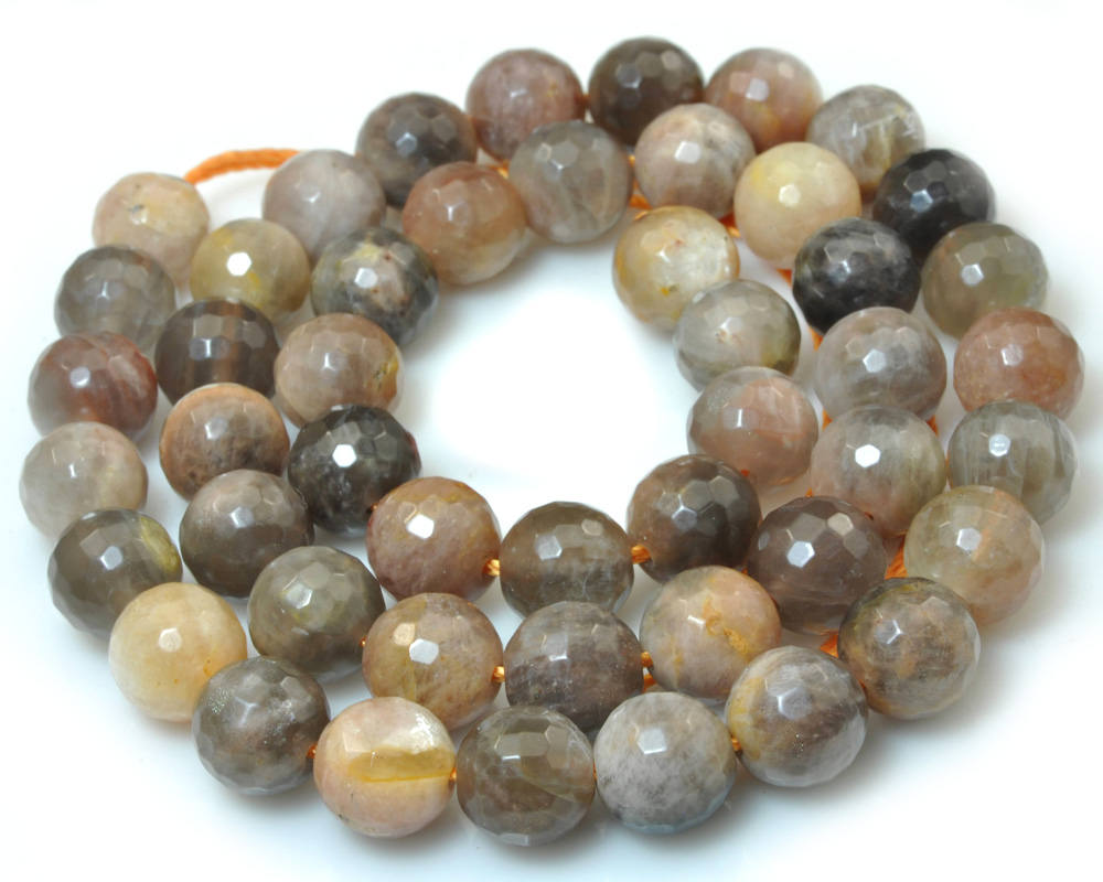 Gray Sunstone Faceted Beads  6mm 8mm 10mm 12mm 15''