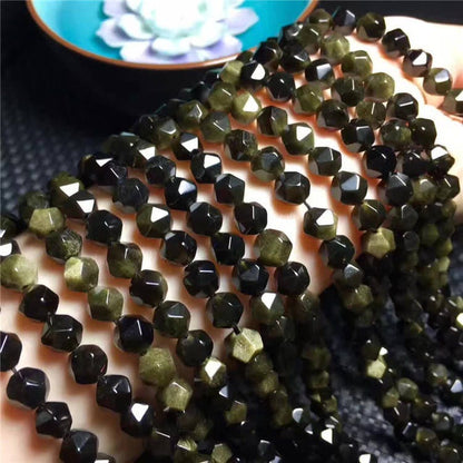 Gold Obsidian Nugget Faceted Beads 6mm 8mm 10mm 15''