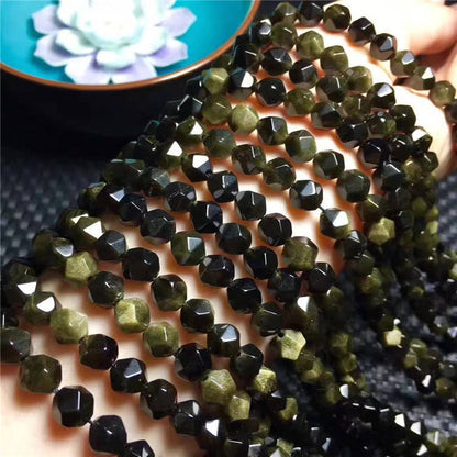 Gold Obsidian Nugget Faceted Beads 6mm 8mm 10mm 15''