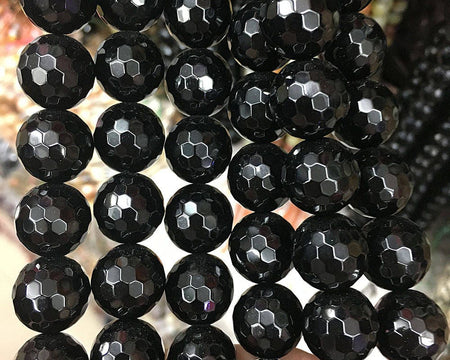 Sorte Onyx facetterede perler Naturlige ædelstensperler 4 mm 6 mm 8 mm 10 mm 12 mm 14 mm 15''