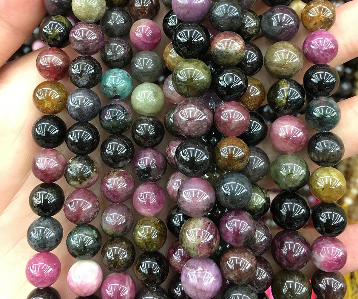 AA Rainbow Tourmaline Beads Natural Gemstone Beads 6mm 8mm 10mm 15''