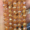 Perles à facettes en cristal de quartz plaqué champagne 6 mm 8 mm 10 mm 15''