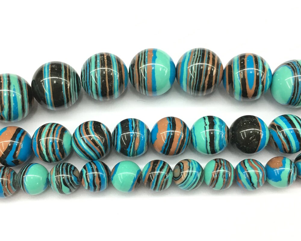 Blue Striped Malachite Beads 4mm 6mm 8mm 10mm 12mm 15''