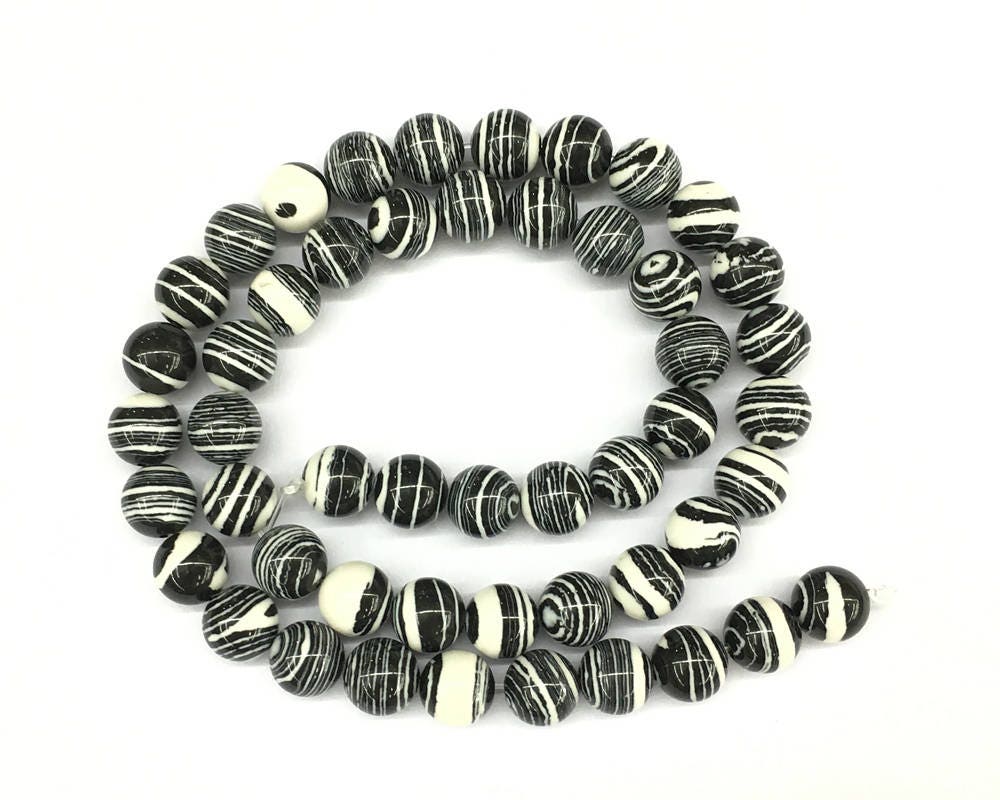 Black White Malachite  4mm 6mm 8mm 10mm 12mm 15''