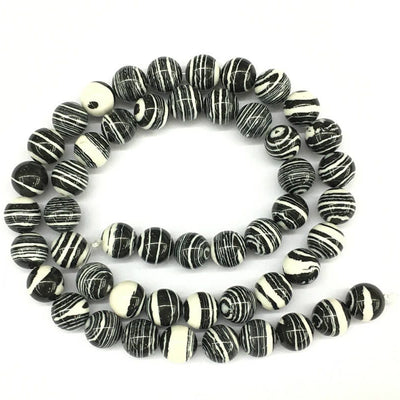 Malachite noire et blanche 4 mm 6 mm 8 mm 10 mm 12 mm 15''