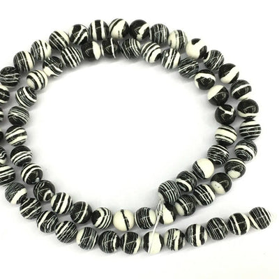 Malachite noire et blanche 4 mm 6 mm 8 mm 10 mm 12 mm 15''