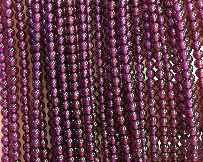 Perles de grenat véritables 2 mm 3 mm 4 mm Qualité supérieure 15''