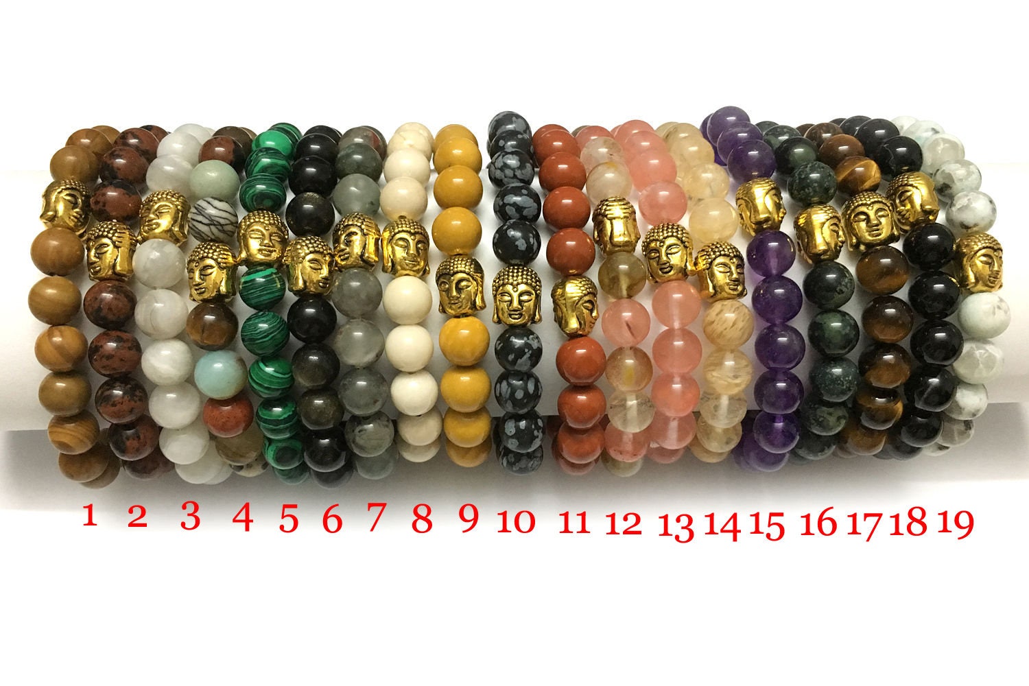 Stone Beads Bracelet 8mm 7''