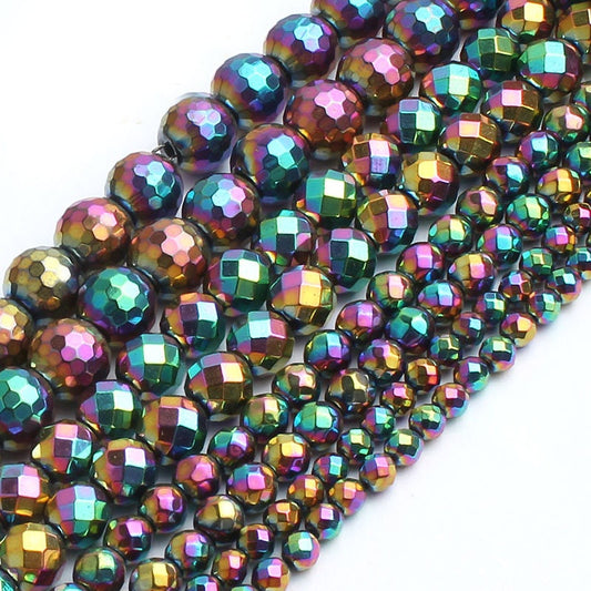 Rainbow Hematite Faceted Beads 2mm 3mm 4mm 6mm 8mm 10mm