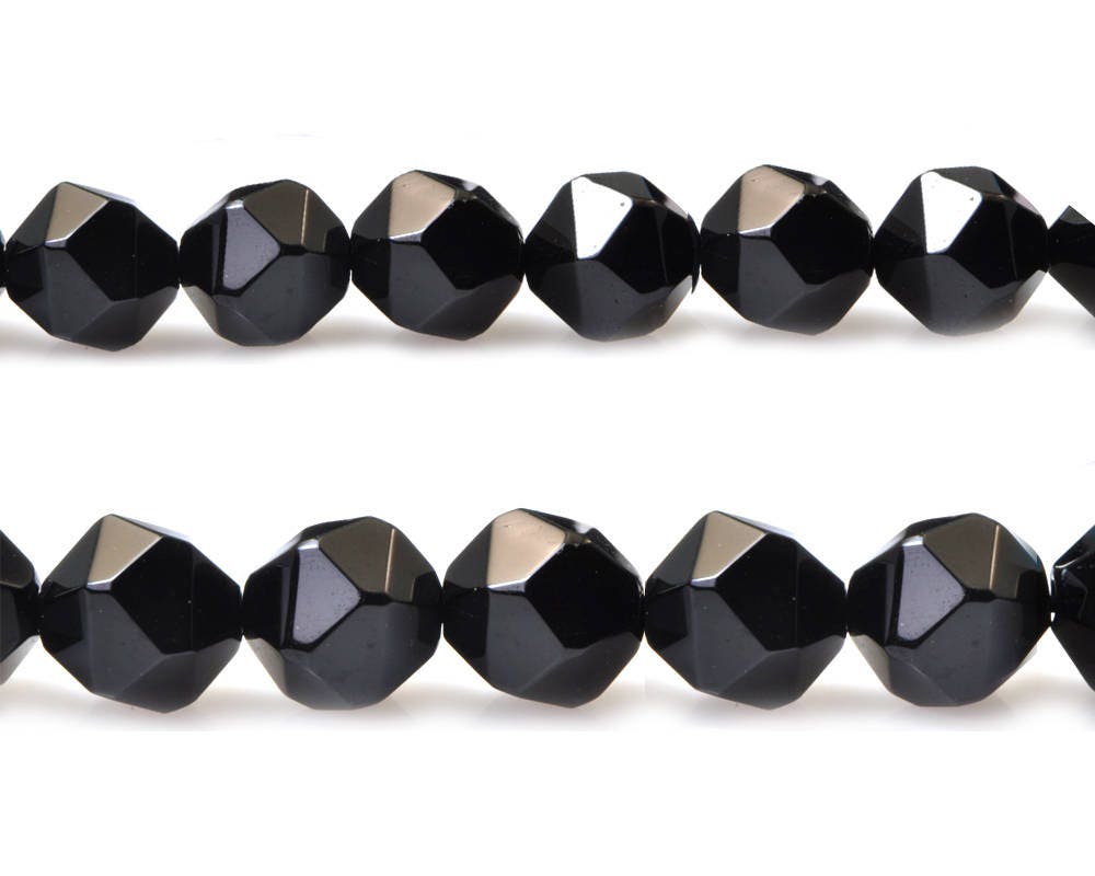 Black Onyx Nugget Faceted Beads Natural Gemstone Beads 6mm 8mm 10mm 15''