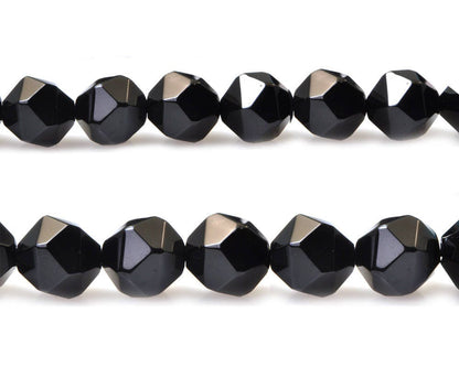 Black Onyx Nugget Faceted Beads Natural Gemstone Beads 6mm 8mm 10mm 15''