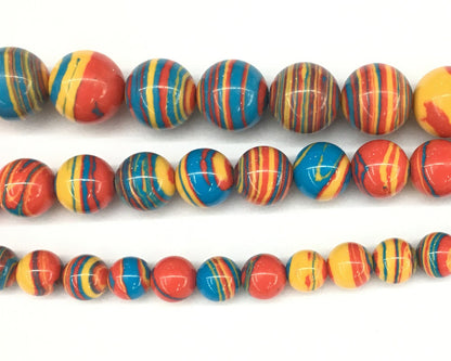 Red Yellow Blue Malachite Beads  4mm 6mm 8mm 10mm 12mm 15''