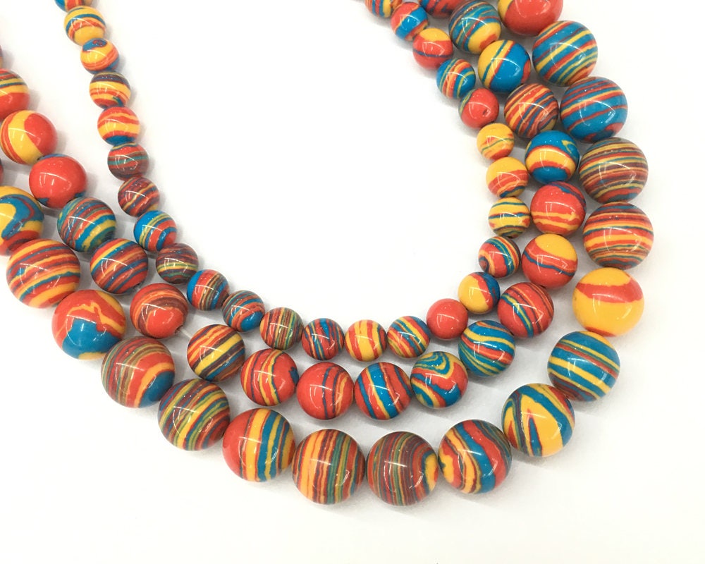 Red Yellow Blue Malachite Beads  4mm 6mm 8mm 10mm 12mm 15''