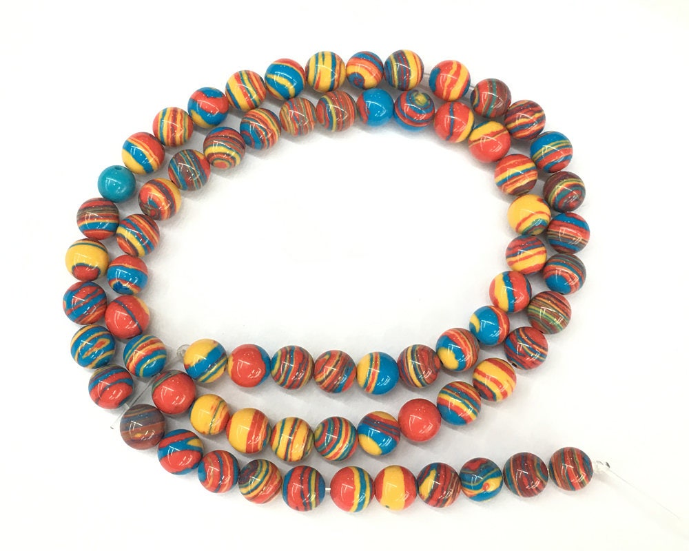 Red Yellow Blue Malachite Beads  4mm 6mm 8mm 10mm 12mm 15''