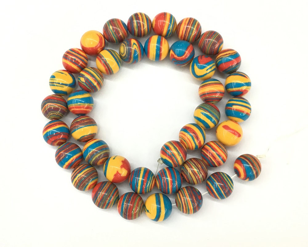 Red Yellow Blue Malachite Beads  4mm 6mm 8mm 10mm 12mm 15''