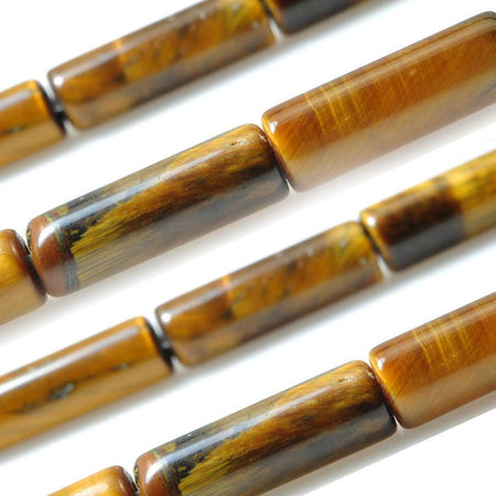 Yellow Tiger Eye Tube Beads 4x13mm