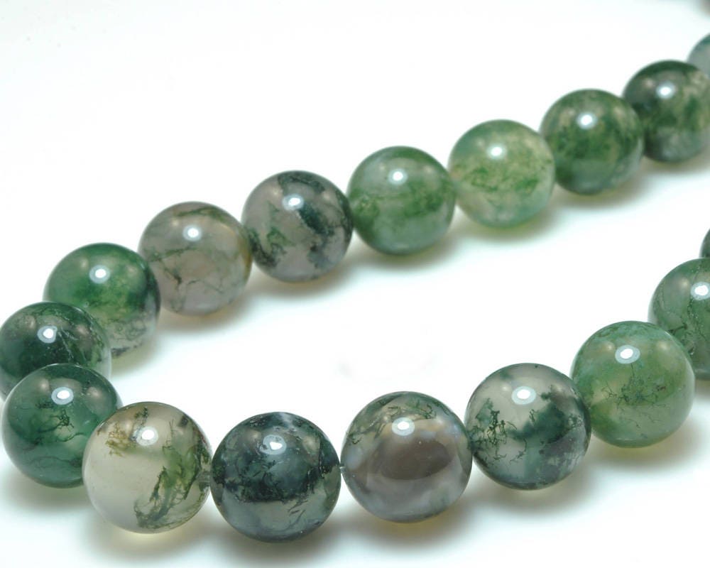 Genuine Moss Agate Beads 6mm 8mm 15''