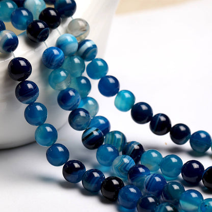 Blue Striped Agate Beads 4mm 6mm 8mm 10mm 12mm 15''