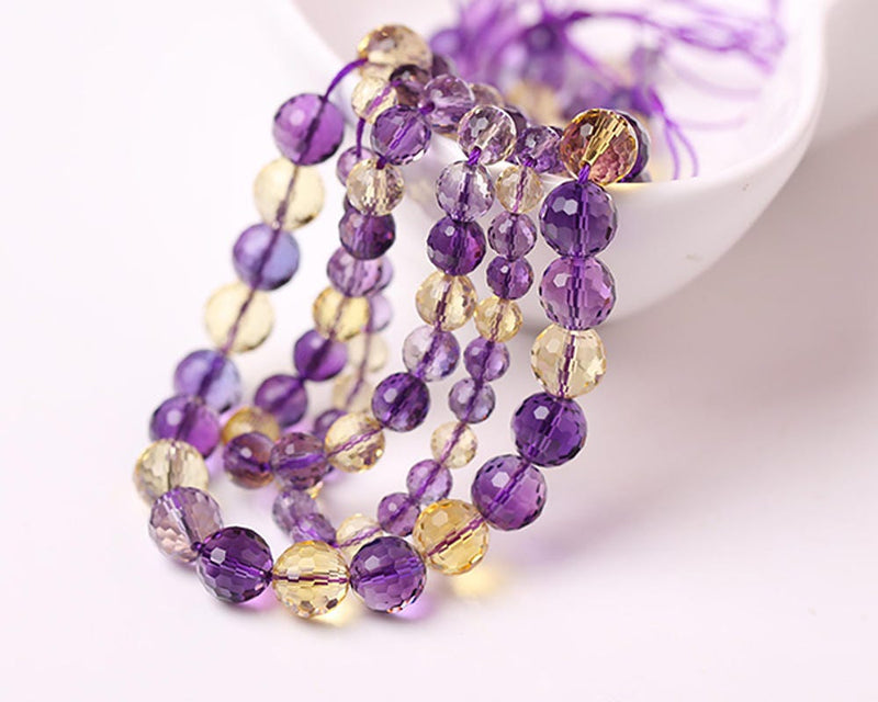 Amethyst Citrine Faceted Beads Gemstone Beads 6mm 8mm 10mm 15''